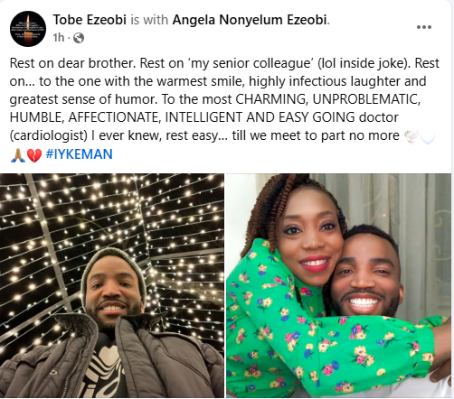 Charming, humble, affectionate, intelligent - Colleague pays tribute to Dr. Ikenna Erinne who committed suicide (photos/videos) || Peakvibez.com